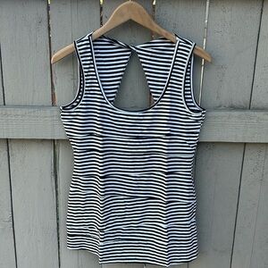 NWT Cache Black and White Striped Layered Tank Top Nautical Punk Rockabilly Sz M